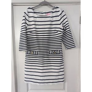Lilly Pulitzer Charlene Dress women's size Medium navy white striped